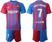 Wholesale Cheap Men 2021-2022 Club Barcelona home red 7 Nike Soccer Jerseys