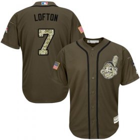 Wholesale Cheap Indians #7 Kenny Lofton Green Salute to Service Stitched MLB Jersey