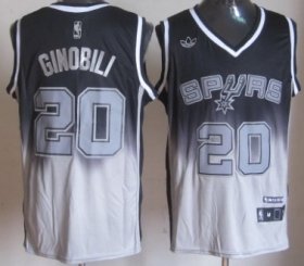 Wholesale Cheap San Antonio Spurs #20 Manu Ginobili Black/Gray Fadeaway Fashion Jersey