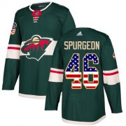 Wholesale Cheap Adidas Wild #46 Jared Spurgeon Green Home Authentic USA Flag Stitched NHL Jersey