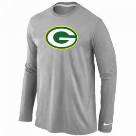 Wholesale Cheap Nike Green Bay Packers Logo Long Sleeve T-Shirt Grey