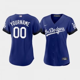 Wholesale Cheap Women\'s Los Angeles Dodgers Customized 2021 Royal City Connect Cool Base Stitched Baseball Jersey(Run Small)