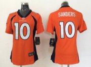 Wholesale Cheap Nike Broncos #10 Emmanuel Sanders Orange Team Color Women's Stitched NFL New Elite Jersey