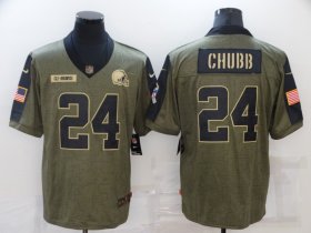 Wholesale Cheap Men\'s Cleveland Browns #24 Nick Chubb Nike Olive 2021 Salute To Service Limited Player Jersey