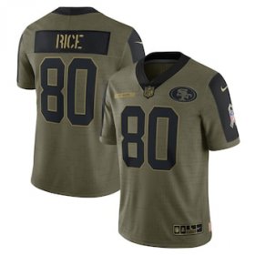 Wholesale Cheap Men\'s San Francisco 49ers #80 Jerry Rice Nike Olive 2021 Salute To Service Retired Player Limited Jersey