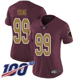 Wholesale Cheap Nike Redskins #99 Chase Young Burgundy Red Alternate Women\'s Stitched NFL 100th Season Vapor Untouchable Limited Jersey