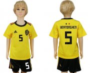 Wholesale Cheap Belgium #5 Vertonghen Away Kid Soccer Country Jersey