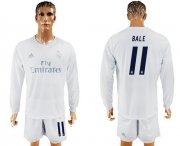 Wholesale Cheap Real Madrid #11 Bale Marine Environmental Protection Home Long Sleeves Soccer Club Jersey