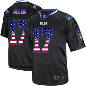 Wholesale Cheap Nike Bills #17 Josh Allen Black Men\'s Stitched NFL Elite USA Flag Fashion Jersey