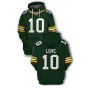 Wholesale Cheap Men's Green Bay Packers #10 Jordan Love 2021 Green Pullover Hoodie