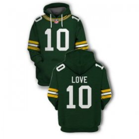 Wholesale Cheap Men\'s Green Bay Packers #10 Jordan Love 2021 Green Pullover Hoodie