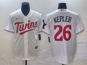Wholesale Cheap Men\'s Minnesota Twins #26 Max Kepler White Red Stitched MLB Cool Base Nike Jersey