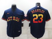 Wholesale Cheap Men's Houston Astros #23 Michael Brantley Navy Blue Rainbow Stitched MLB Cool Base Nike Jersey