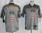 Wholesale Cheap Nike Steelers #7 Ben Roethlisberger Grey Men's Stitched NFL Elite USA Flag Fashion Jersey