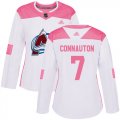 Wholesale Cheap Adidas Avalanche #7 Kevin Connauton White/Pink Authentic Fashion Women's Stitched NHL Jersey