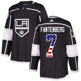 Wholesale Cheap Adidas Kings #7 Oscar Fantenberg Black Home Authentic USA Flag Stitched NHL Jersey