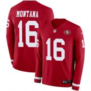 Wholesale Cheap Nike 49ers #16 Joe Montana Red Team Color Men's Stitched NFL Limited Therma Long Sleeve Jersey