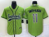 Wholesale Cheap Men's Seattle Seahawks #11 Jaxon Smith-Njigba Green With Patch Cool Base Stitched Baseball Jersey