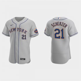 Wholesale Cheap Men\'s New York Mets #21 Max Scherzer Gray Flex Base Stitched Jersey