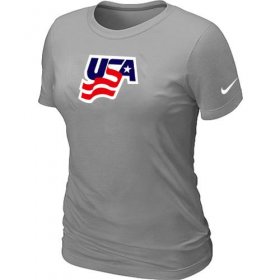 Wholesale Cheap Women\'s Nike USA Graphic Legend Performance Collection Locker Room T-Shirt Light Grey