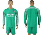 Wholesale Cheap Atletico Madrid Blank Green Goalkeeper Long Sleeves Soccer Club Jersey