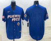 Cheap Men's Puerto Rico Baseball Blank 2023 Royal World With Patch Classic Stitched Jerseys