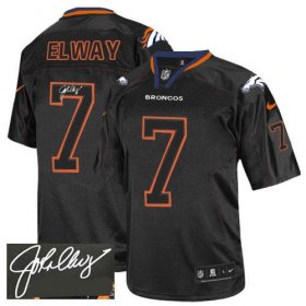 Wholesale Cheap Nike Broncos #7 John Elway Lights Out Black Men\'s Stitched NFL Elite Autographed Jersey