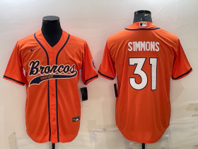 Wholesale Cheap Men\'s Denver Broncos #31 Justin Simmons Orange Stitched Cool Base Nike Baseball Jersey