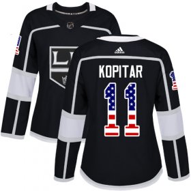 Wholesale Cheap Adidas Kings #11 Anze Kopitar Black Home Authentic USA Flag Women\'s Stitched NHL Jersey