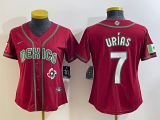 Cheap Women's Mexico Baseball #7 Julio Urias Number 2023 Red World Baseball Classic Stitched Jersey13