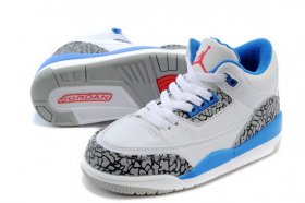 Wholesale Cheap Air Jordan 3 Kids(True Blue 2016 release) Shoes White/gray cement-blue