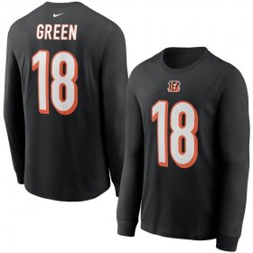 Wholesale Cheap Cincinnati Bengals #18 A.J. Green Nike Player Name & Number Long Sleeve T-Shirt Black