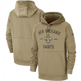 Wholesale Cheap Men\'s New Orleans Saints Nike Tan 2019 Salute to Service Sideline Therma Pullover Hoodie