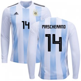 Wholesale Cheap Argentina #14 Mascherano Home Long Sleeves Kid Soccer Country Jersey