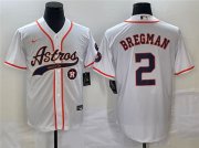 Wholesale Cheap Men's Houston Astros #2 Alex Bregman White With Patch Cool Base Stitched Baseball Jersey