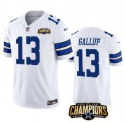 Cheap Men's Dallas Cowboys #13 Michael Gallup White 2023 F.U.S.E. NFC East Champions Patch Football Stitched Jersey