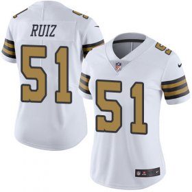 Wholesale Cheap Nike Saints #51 Cesar Ruiz White Women\'s Stitched NFL Limited Rush Jersey
