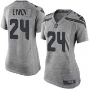 Wholesale Cheap Nike Seahawks #24 Marshawn Lynch Gray Women's Stitched NFL Limited Gridiron Gray Jersey