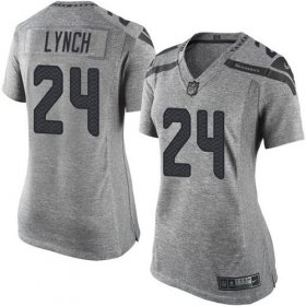 Wholesale Cheap Nike Seahawks #24 Marshawn Lynch Gray Women\'s Stitched NFL Limited Gridiron Gray Jersey