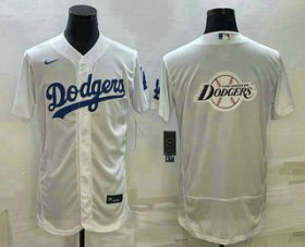 Cheap Men\'s Los Angeles Dodgers Big Logo White Flex Base Stitched Baseball Jersey1