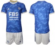Wholesale Cheap Men 2021-2022 Club Leicester City home blue blank Adidas Soccer Jersey