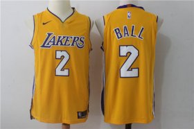 Wholesale Cheap Men\'s Los Angeles Lakers #2 Lonzo Ball New Yellow 2017-2018 Nike Swingman Stitched NBA Jersey