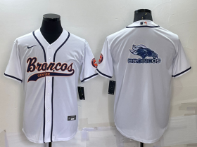 Wholesale Cheap Men\'s Denver Broncos White Team Big Logo With Patch Cool Base Stitched Baseball Jersey