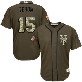 Wholesale Cheap Mets #15 Tim Tebow Green Salute to Service Stitched MLB Jersey