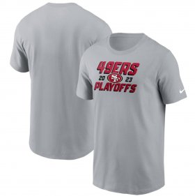 Cheap Men\'s San Francisco 49ers Gray 2023 Playoffs Iconic T-Shirt
