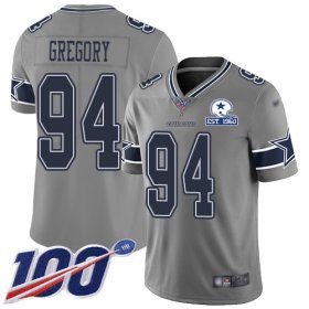 Wholesale Cheap Nike Cowboys #94 Randy Gregory Gray Men\'s Stitched With Established In 1960 Patch NFL Limited Inverted Legend 100th Season Jersey