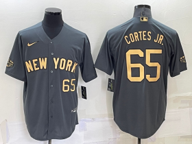 Wholesale Men\'s New York Yankees #65 Nestor Cortes Jr Number Grey 2022 All Star Stitched Cool Base Nike Jersey
