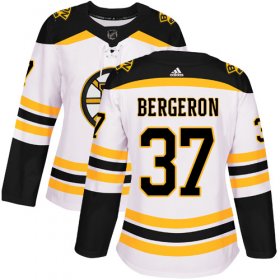 Wholesale Cheap Adidas Bruins #37 Patrice Bergeron White Road Authentic Women\'s Stitched NHL Jersey