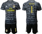 Wholesale Cheap Real Madrid #1 Navas Black Goalkeeper Soccer Club Jersey