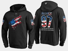 Wholesale Cheap Coyotes #97 Jeremy Roenick NHL Banner Wave Usa Flag Black Hoodie